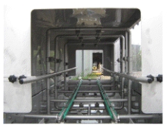 intérieur du tunnel de lavage Vaucher Beguet