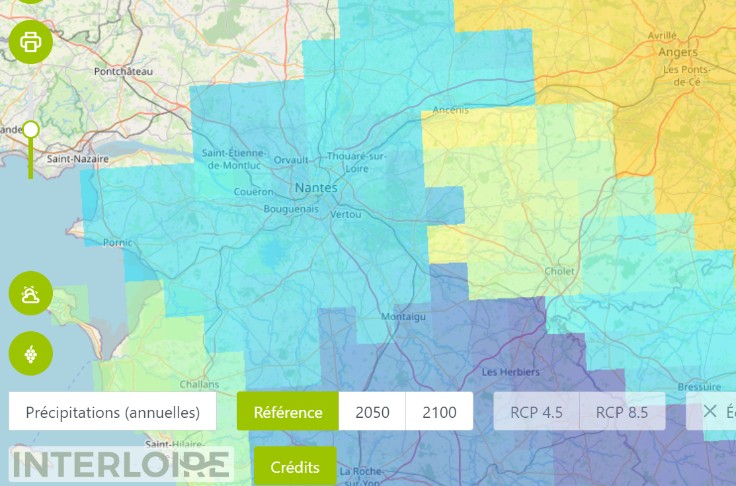 Une carte du climat et des cépages de Loire en 2050 et 2100   