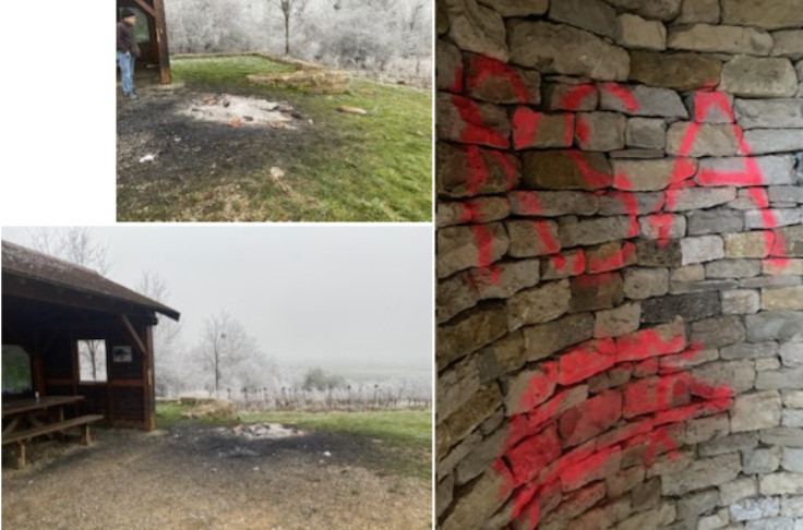 Saccage d’une vigne conservatoire : échalas brûlés, panneaux arrachés, tags de croix gammées…