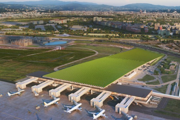 Un vignoble sur le toit de l’aéroport de Florence