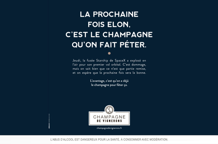 Quand une fusée fait pscht, les champagnes font pop
