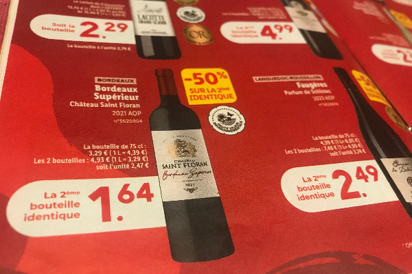 Lidl aligne le bordeaux à 1,64 €, la gascogne à 1,74 €, le Rhône à 1,89 €…