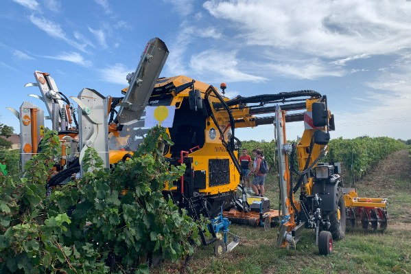 Vidéo du massif enjambeur multifonction Super-D4 de GRV dans les vignes charentaises
