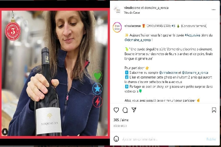  Beau succès pour le calendrier de l'Avent des vins de Corse sur Instagram